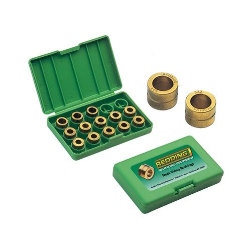 Redding Bushing Storage Box securely holds up to 15 bushings, ensuring organized storage and easy access for your firearms and gunsmithing needs.