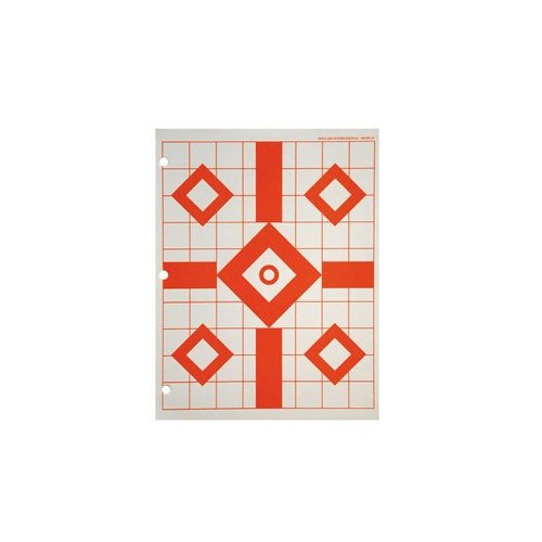 Sinclair Fluorescent Sight-in Targets feature a clear diamond design on heavy grade paper, perfect for low-light conditions; 25 targets per pad, 8.5 x 11 inches.