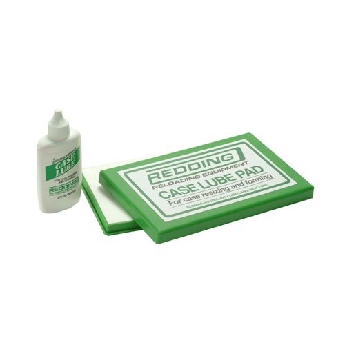 Redding's Case Lube Kit includes a non-skid lube pad and 2 oz. of original formula case lube, ideal for tough resizing and prolonging die life.