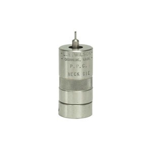 L.E. WILSON's Stainless Neck Sizing Die offers precise control over neck sizing with interchangeable bushings, enhancing concentricity and extending brass life.