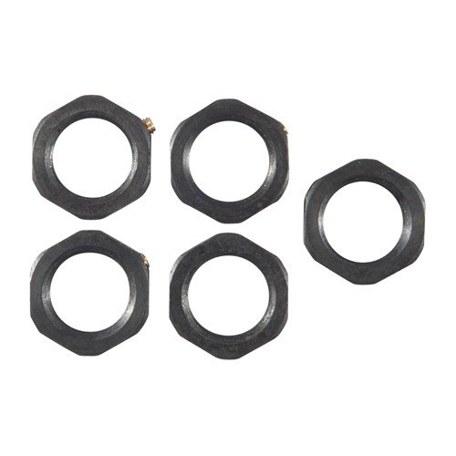 RCBS DIE LOCK RINGS 5-PACK ensures secure fit for 7⁄8"-14 dies, featuring durable steel construction and reliable cross bolt design for precision reloading.