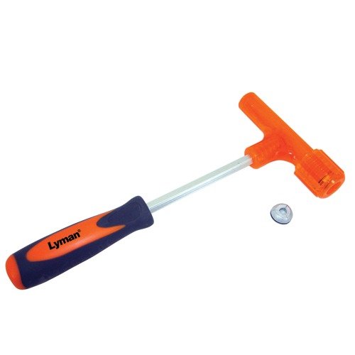 Lyman Magnum Inertia Bullet Puller safely removes projectiles from various cases, ensuring no damage, with a comfortable grip for easy handling.