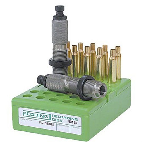 Redding FL Die Sets for 458 SOCOM provide precise full length sizing and reliable seating, ensuring consistent and accurate reloading for optimal performance.
