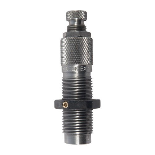 RIFLE 'M' DIES by LYMAN expand and flare case mouths for consistent bullet seating, enhancing brass life and preventing bullet shaving during reloading.