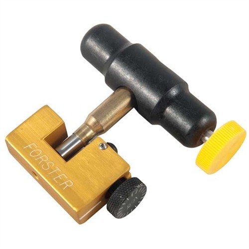 Forster's Hand Held Outside Neck Turner ensures cartridge consistency with precise carbide cutting and adjustable knob, holding cases up to .592" diameter.
