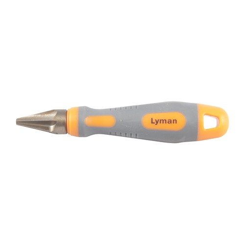 VLD Chamfer/Reamer Tool by LYMAN ensures precise seating of VLD bullets with a gentle 22° chamfer, featuring an ergonomic, unbreakable handle for comfort.