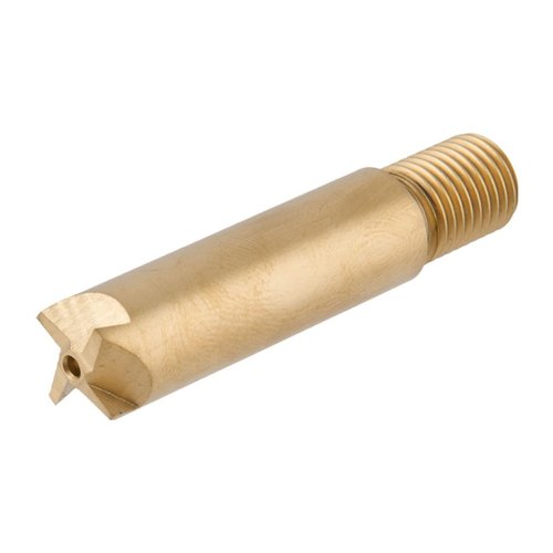 L.E. Wilson's TiN coated trimmer cutter offers superior hardness, durability, and longevity, lasting 3-10 times longer than standard cutters for precise case trimming.
