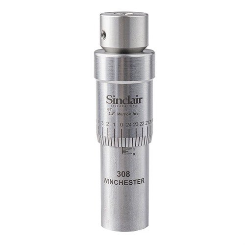 Discover precision with the Sinclair/L.E. Wilson Micro-Adjust Bullet Seater, featuring .0005" adjustments, stainless steel construction, and a laser-etched scale.