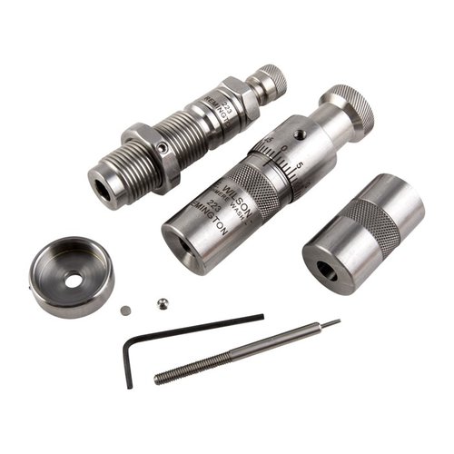 L.E. Wilson Bushing Full Length Die Set offers precise resizing, adjustable seating depth, and a case length gauge for consistent, high-quality reloads.