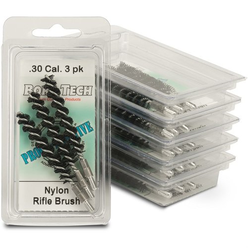PROOF POSITIVE NYLON BORE BRUSHES offer double the bristles for superior cleaning, oversized strength, and non-brass cores to prevent copper fouling.