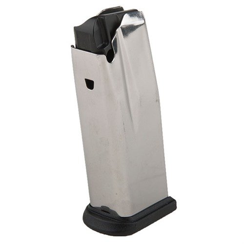 XD Compact .45 ACP Magazine features a polished stainless steel body for reliability, smooth feeding, and flush fit in compact models, ensuring maximum performance.
