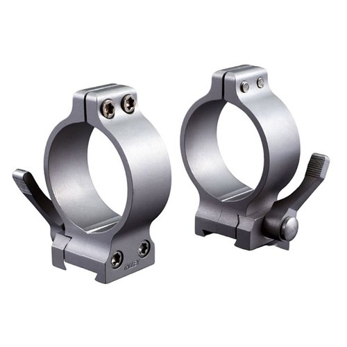 TALLEY's QUICK DETACH SCOPE RINGS feature precision QD levers for rapid scope changes, crafted from stainless steel for durability, available in 1" low height.