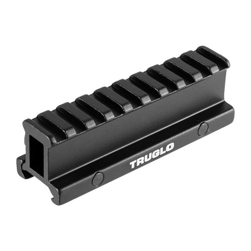 TruGlo 1" Picatinny riser mount elevates optics for better shooting posture on AR-15 Flattop, made from CNC-machined aluminum, ideal for scopes.
