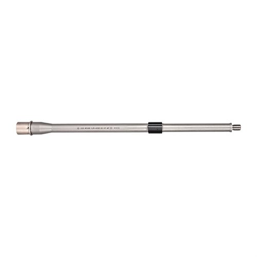 .223 Wylde AR-15 barrel made from 416R Stainless Steel, featuring a bead blasted finish, 1:8 twist rate, and Nickel Boron Coated M4 Feed Ramp for reliability.