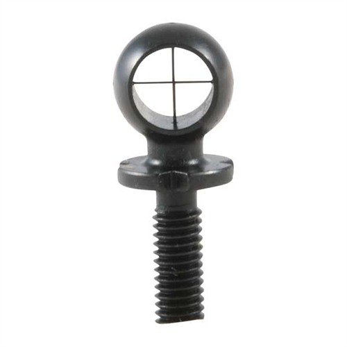 CNC machined AR-15 sight with integral crosshairs for quick alignment, large aperture for a wide view, and hooded design for enhanced durability and protection.