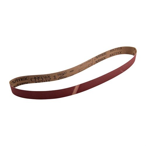 VSM 220 grit sanding belts, 1" x 30", designed for Raytech drums, feature durable Compact Grain technology for extended life and superior finishes.