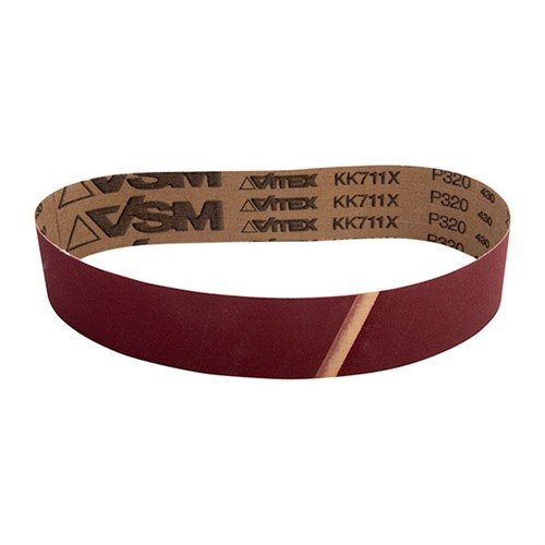 VSM 320 grit sanding belts, designed for Raytech drums, feature durable aluminum oxide and compact grain for a long-lasting, high-quality finish.