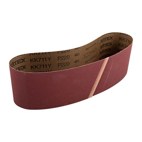 VSM 220 grit sanding belts fit Raytech drums, featuring durable Compact Grain aluminum oxide for a long-lasting, superior finish on your projects.
