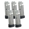 Smith & Wesson M&P Shield 9mm magazines offer 7 or 8 round capacity, steel construction, and extended base-plate for enhanced grip; note: not for M&P Shield M2.0.