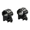 SIX-HOLE SKELETON RINGS by WEAVER ensure ultra-secure mounting for large scopes on hard-recoiling rifles, featuring no-slip screws and quick-release hex nuts.