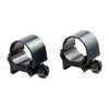 Weaver's 1" Medium Top Mount Rings in Satin Blue offer durable aluminum and steel construction, perfect for securing scopes with various objective diameters.