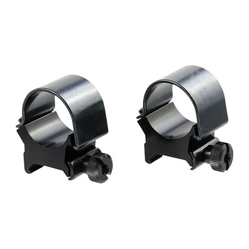 TOP MOUNT RINGS in Satin Blue offer durable aluminum and steel construction, perfect for various scope heights, ensuring a secure fit for optimal shooting performance.