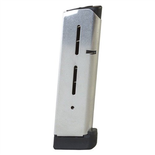 Wilson Combat 1911 8RD .45 ACP magazine features durable aircraft-grade stainless steel, an extended pad for magazine wells, and an 8-round capacity.