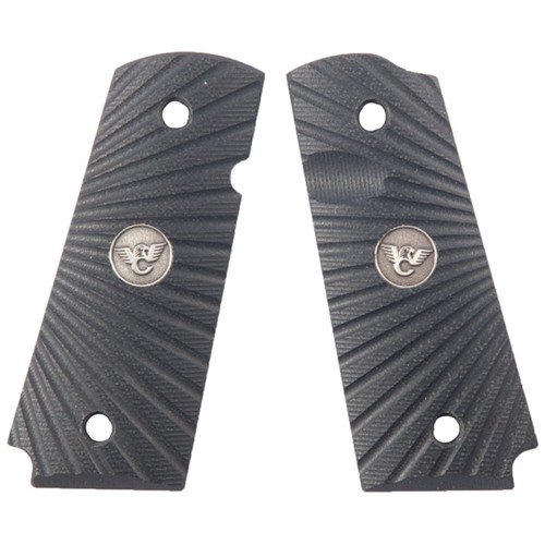 Upgrade your 1911 with tough black G10 grips featuring a unique starburst design, ambidextrous safety cut, and magazine release scallop for enhanced control.