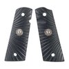 Upgrade your 1911 with Wilson Combat's black G10 grips featuring a unique starburst design, ambidextrous safety cut, and magazine release scallop for enhanced performance.