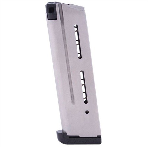 Wilson Combat 1911 9RD 10MM magazine offers reliable feeding with a metal follower, durable 17-7 stainless steel construction, and easy cleaning features.